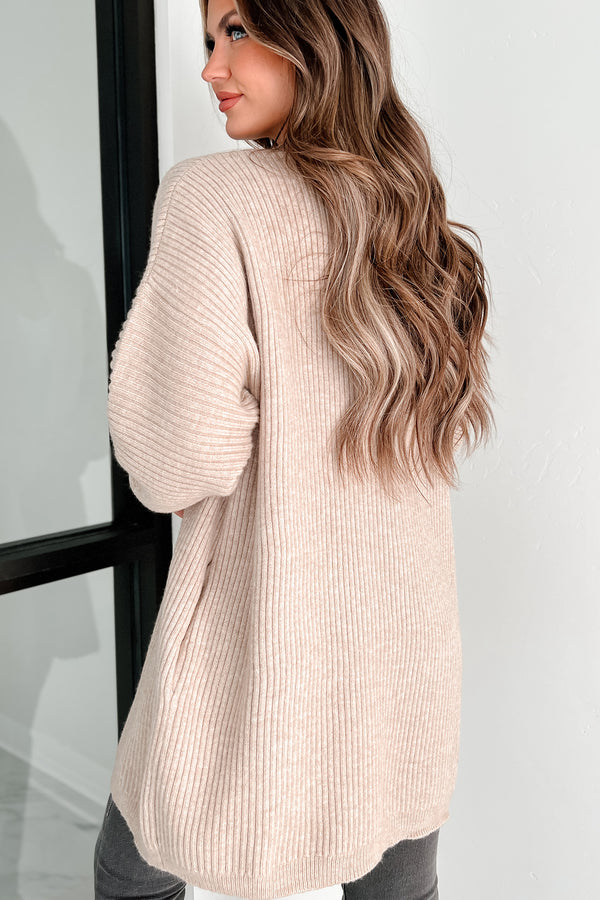 Snuggle Weather Open Front Longline Cardigan (Oatmeal) - NanaMacs