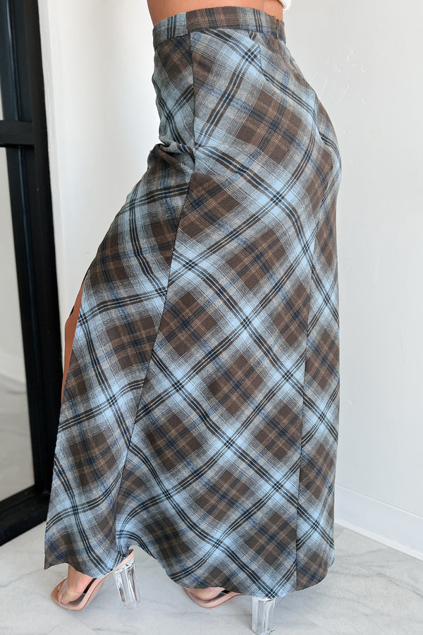 Casually Brilliant Plaid Maxi Skirt (Brown Multi) - NanaMacs