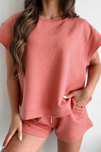 Cool & Collected Oversized Geometric Top (Coral Pink) - NanaMacs