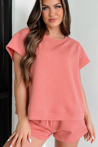 Cool & Collected Oversized Geometric Top (Coral Pink) - NanaMacs