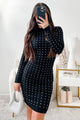 Sparkle Fiercely Rhinestone Sweater Dress (Black)