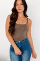 Casual Tendencies Washed Tank Bodysuit (Brown) - NanaMacs