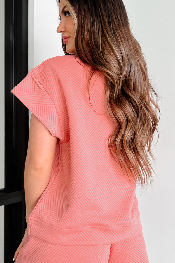 Cool & Collected Oversized Geometric Top (Coral Pink) - NanaMacs