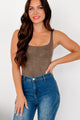 Casual Tendencies Washed Tank Bodysuit (Brown) - NanaMacs