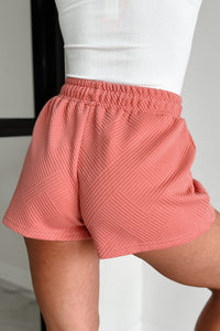 Couch Casual Geometric Textured Lounge Shorts (Coral Pink) - NanaMacs