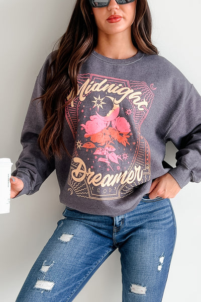 "Midnight Dreamer" Oversized Graphic Sweatshirt (Dark Grey) - NanaMacs