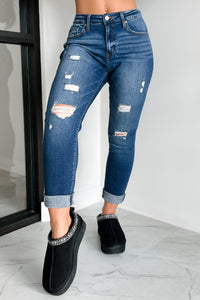 Mary Anne High Rise Distressed Kancan Skinny Jeans (Dark) - NanaMacs