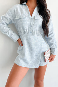 Jetting Around Two-Tone Skort Romper (Sky Blue) - NanaMacs