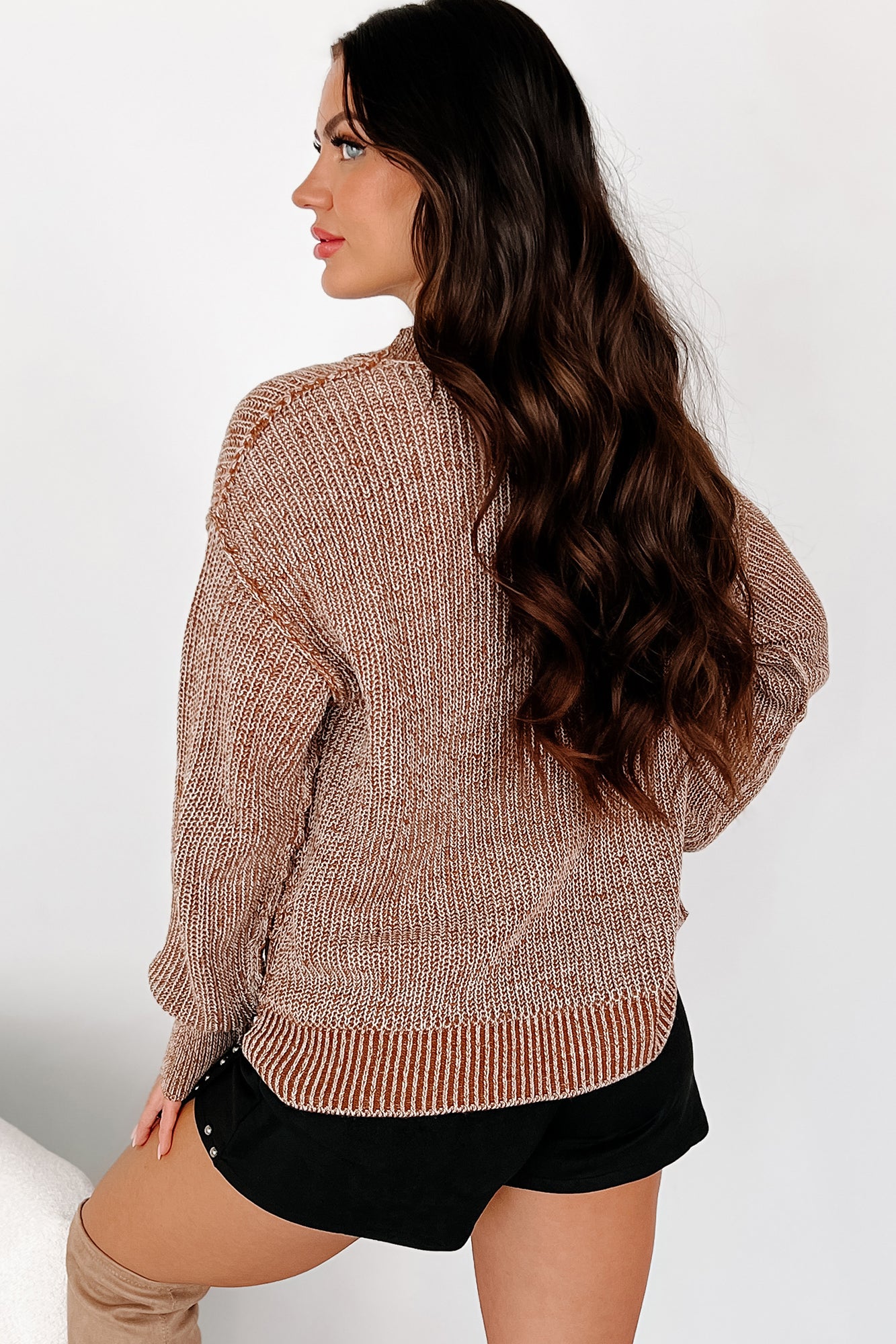 Rooted In Kindness Two-Tone Sweater (Brown)