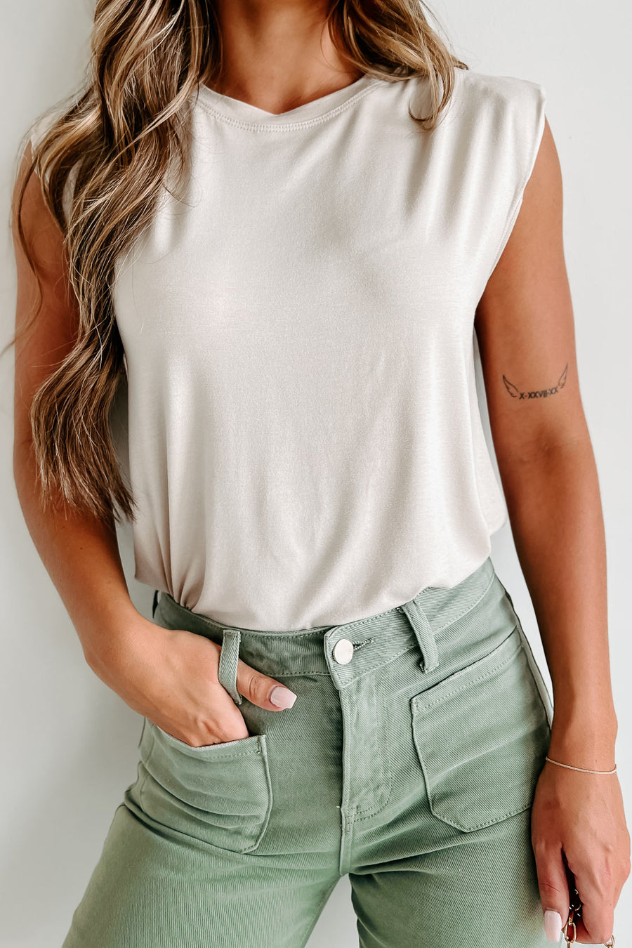 Couldn't Care Less Solid Knit Muscle Tee (Oatmeal) - NanaMacs