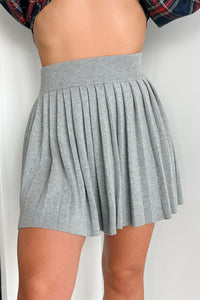 Voice My Opinion Pleated Sweater Mini Skirt (Heather Grey) - NanaMacs