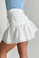 Daily Gratitude Eyelet Hem Denim Mini Skirt (Off White) - NanaMacs