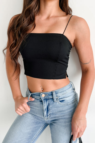 Yani Square Neck Tank Top (Black) - NanaMacs