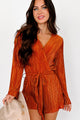 Thankful Hearts Long Sleeve Plisse Romper (Rust) - NanaMacs