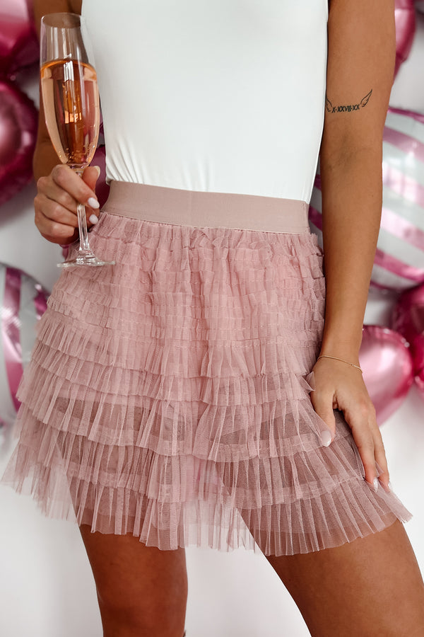 Twirly Girly Tiered Tulle Mini Skirt (Blush) - NanaMacs