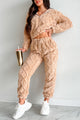 Letting Go Of Stress Sherpa Lounge Set (Tan) - NanaMacs