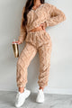 Letting Go Of Stress Sherpa Lounge Set (Tan) - NanaMacs