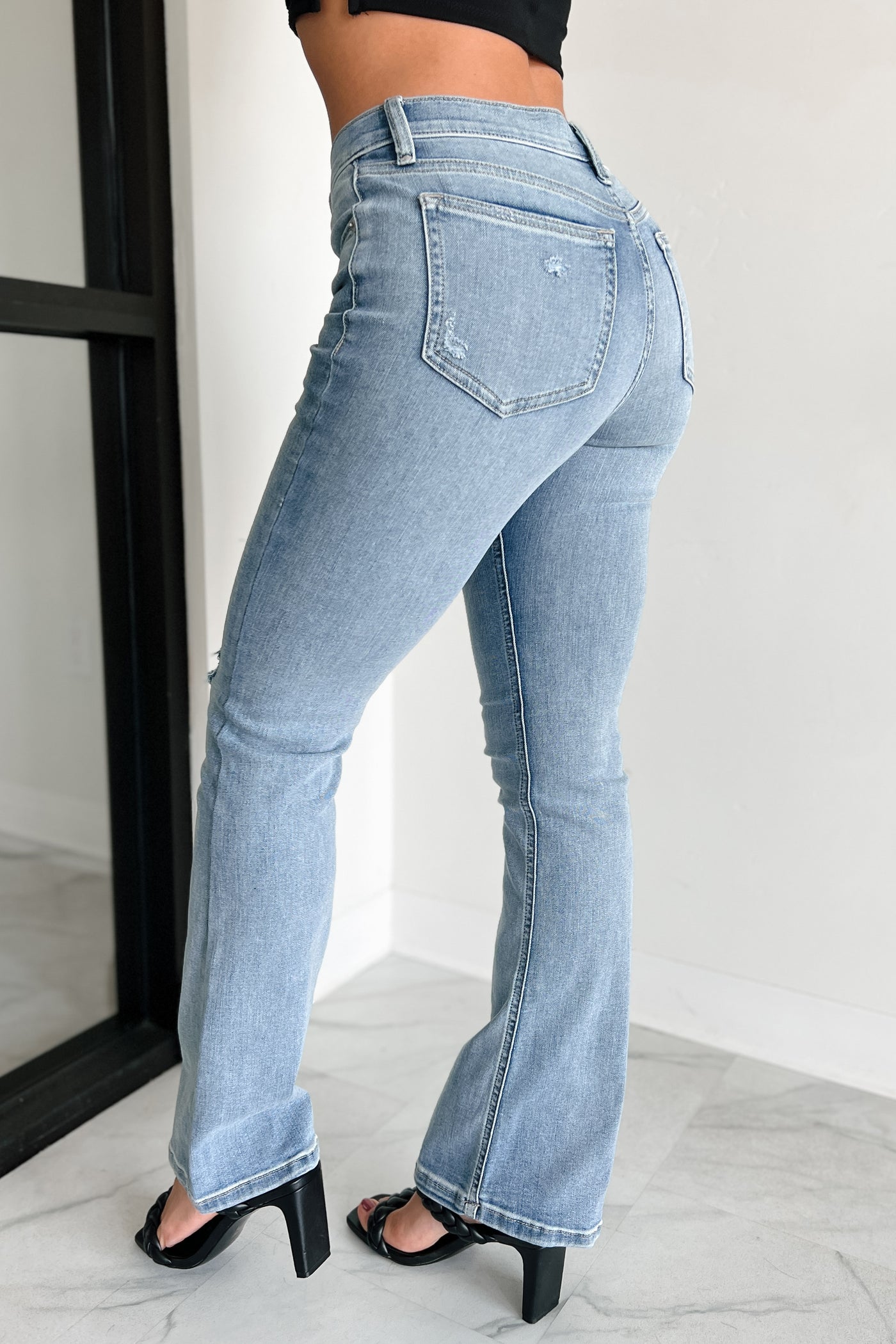 Cressida Mid-Rise Sneak Peek Bootcut Jeans (Light Wash) - NanaMacs