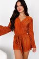 Thankful Hearts Long Sleeve Plisse Romper (Rust) - NanaMacs