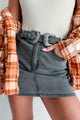 What In Tarnation Belted Denim Mini Skirt (Black) - NanaMacs