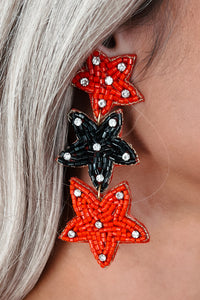 Star Athlete Beaded Star Earrings (Red/Black) - NanaMacs