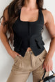 Flattery Won't Work Zip-Front Cargo Halter Vest (Black) - NanaMacs