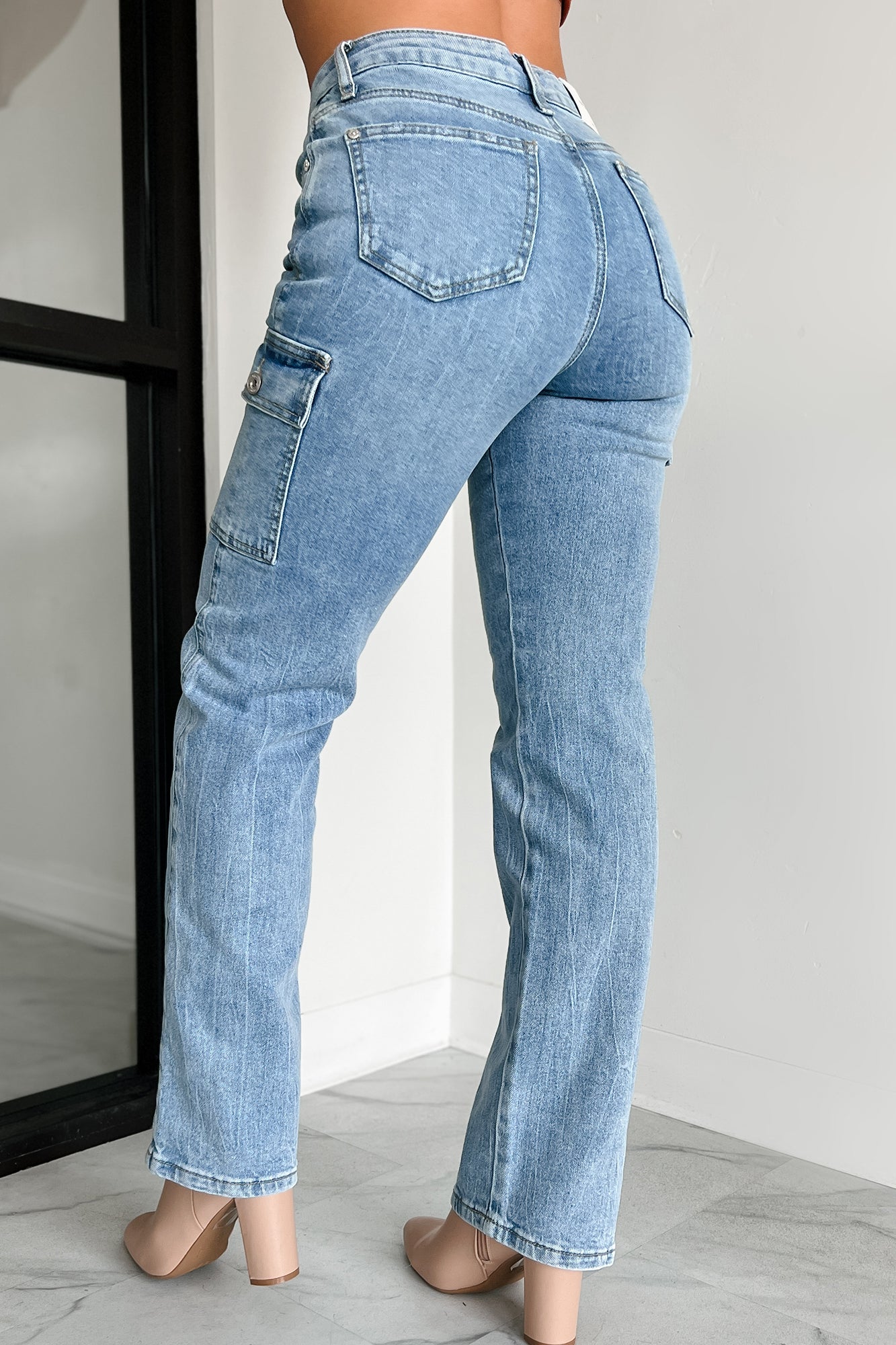 Cova High Rise Special A Cargo Jeans (Medium Dark) - NanaMacs