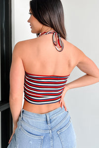 Tour The Town Halter Stripe Henley Tank (Navy Combo) - NanaMacs