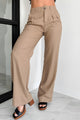 Brunch In Nantucket Linen Wide Leg Pant (Taupe) - NanaMacs