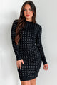 Sparkle Fiercely Rhinestone Sweater Dress (Black)