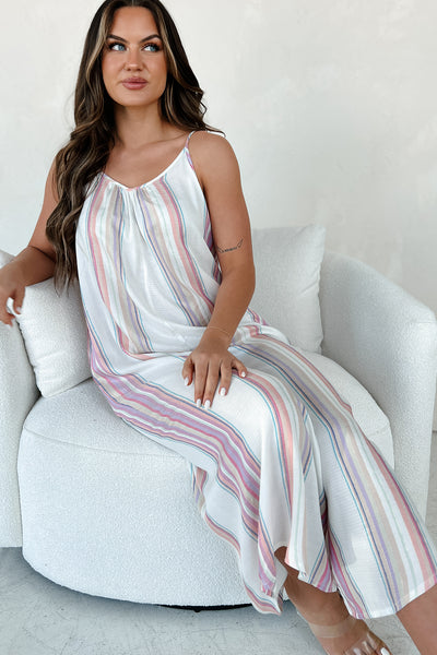 Unspoken Beauty Striped Jumpsuit (White/Multicolor) - NanaMacs