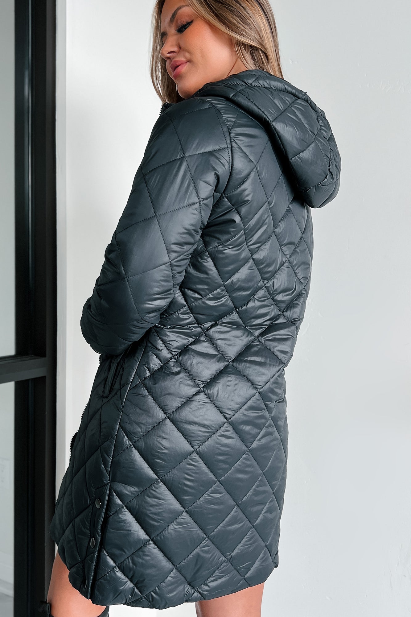 Headed For The Alps Quilted Jacket With Hood (Black) - NanaMacs