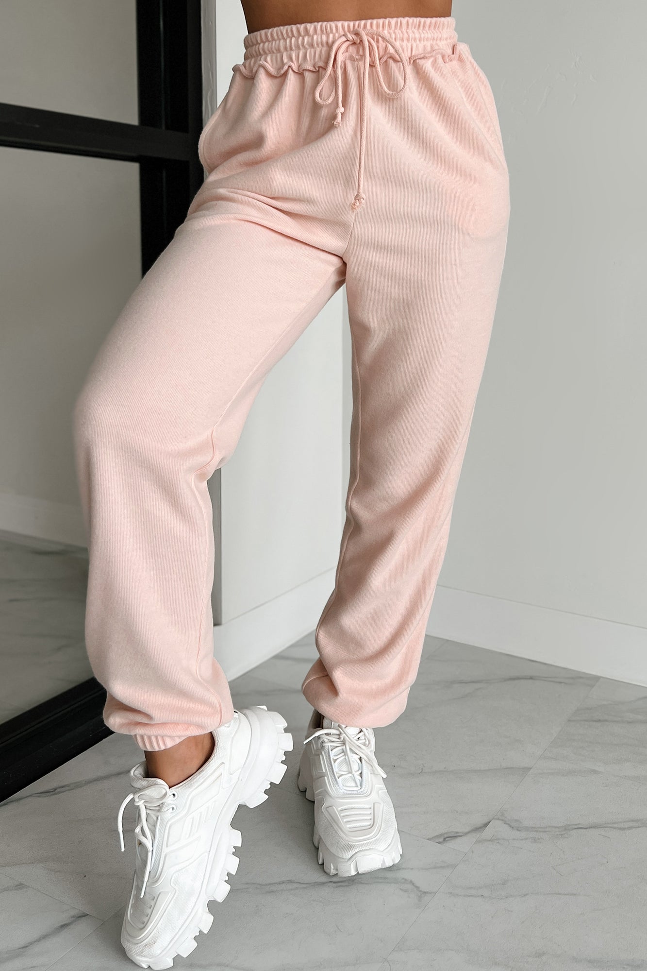 Comfy Vibes Thermal Knit Joggers (Dusty Pink) – NanaMacs