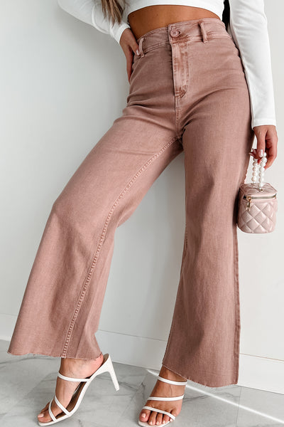 Keeping An Open Mind High Rise Wide Leg Jeans (Vintage Mauve) - NanaMacs