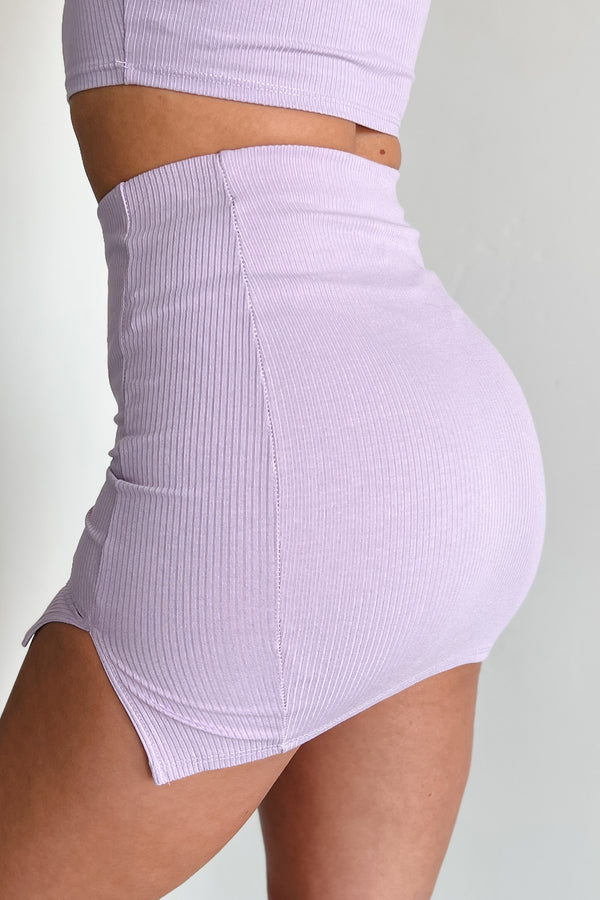 Such A Charmer Ribbed Mini Skirt (Lavender) - NanaMacs