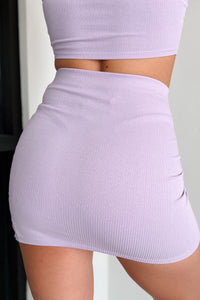 Such A Charmer Ribbed Mini Skirt (Lavender) - NanaMacs