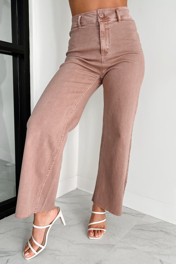 Keeping An Open Mind High Rise Wide Leg Jeans (Vintage Mauve) - NanaMacs