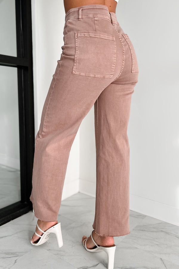 Keeping An Open Mind High Rise Wide Leg Jeans (Vintage Mauve) - NanaMacs