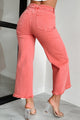 Lacie Tummy Control High Rise Crop Wide Leg Risen Jeans (Peach Blossom) - NanaMacs