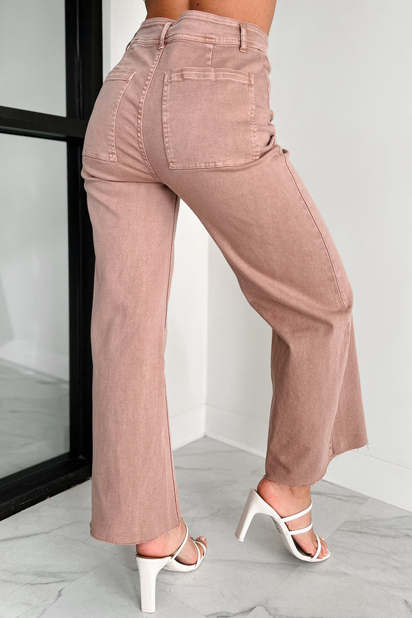 Keeping An Open Mind High Rise Wide Leg Jeans (Vintage Mauve) - NanaMacs