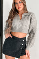 Know Me Well Cable Knit Crop Sweater (Heather Grey) - NanaMacs