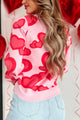Curious Attraction Heart Pattern Sweater (Pink) - NanaMacs