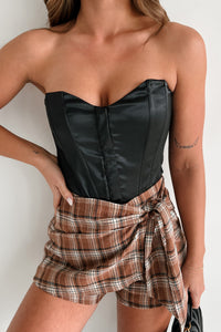 Wicked Games Satin Corset Top (Black) - NanaMacs