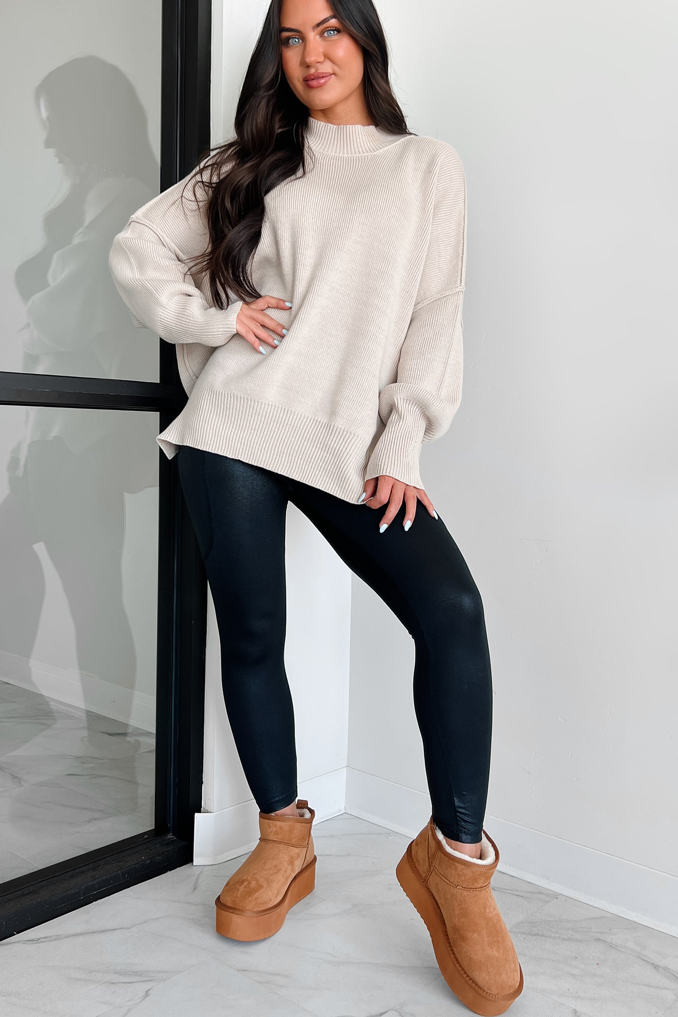 Auden Oversized Zenana Sweater (Sand Beige) - NanaMacs