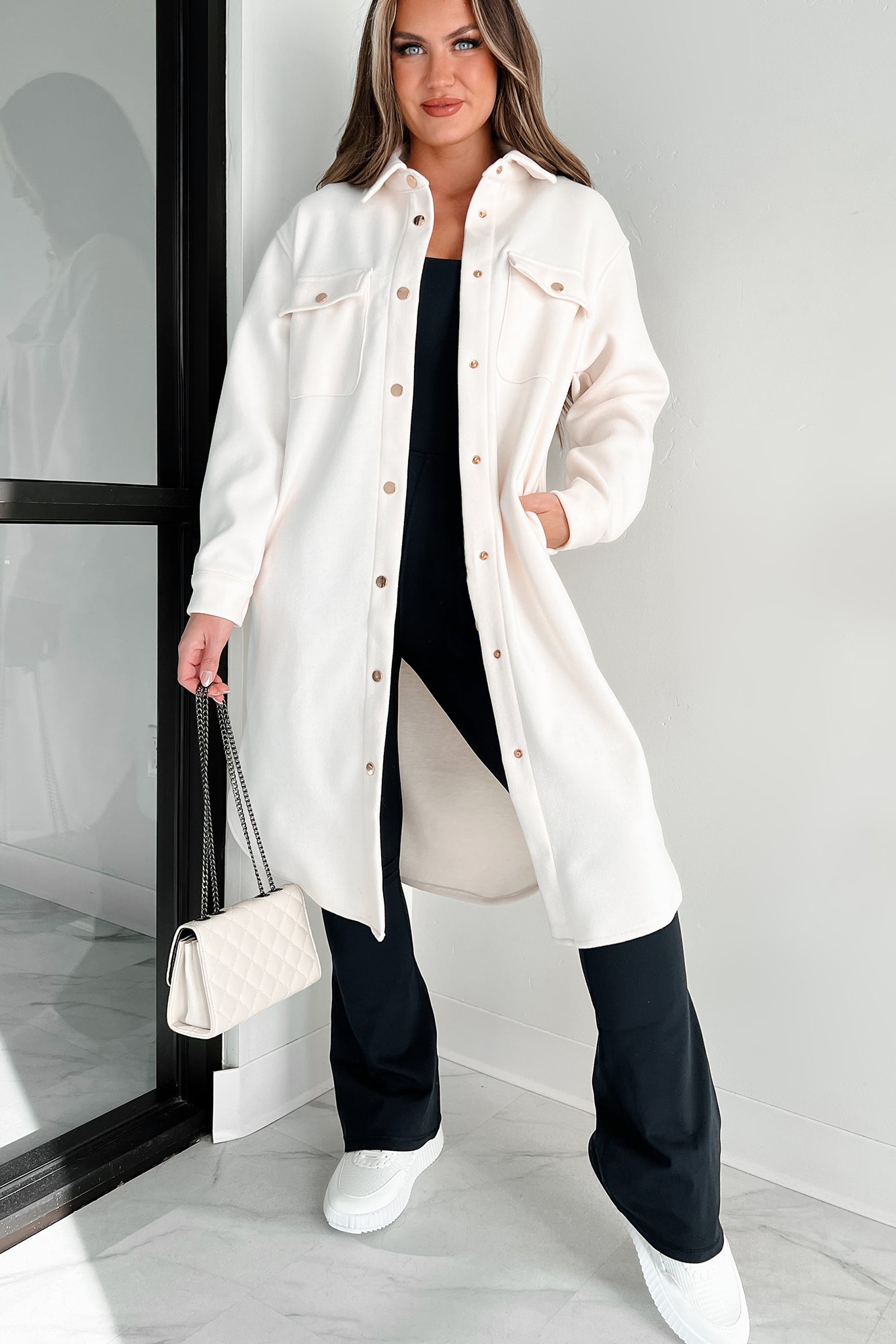 Sophisticated Taste Longline Shacket (Ivory) - NanaMacs