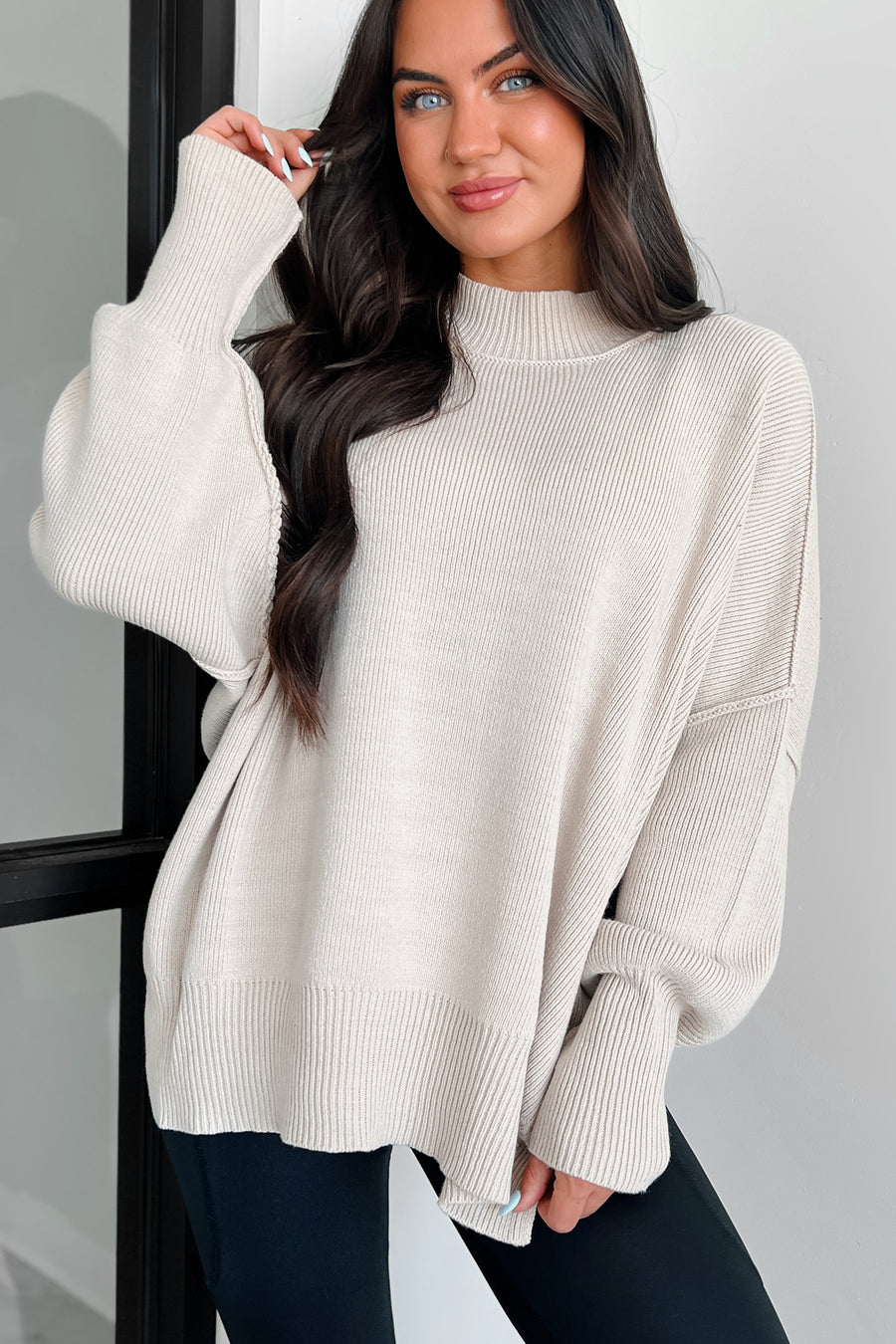 Auden Oversized Zenana Sweater (Sand Beige) - NanaMacs