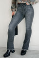 Very Vague High Rise Button-Fly Bootcut Kancan Jeans (Grey) - NanaMacs