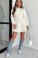 Predictably Posh Balloon Sleeve Sweater Dress (Cream) - NanaMacs