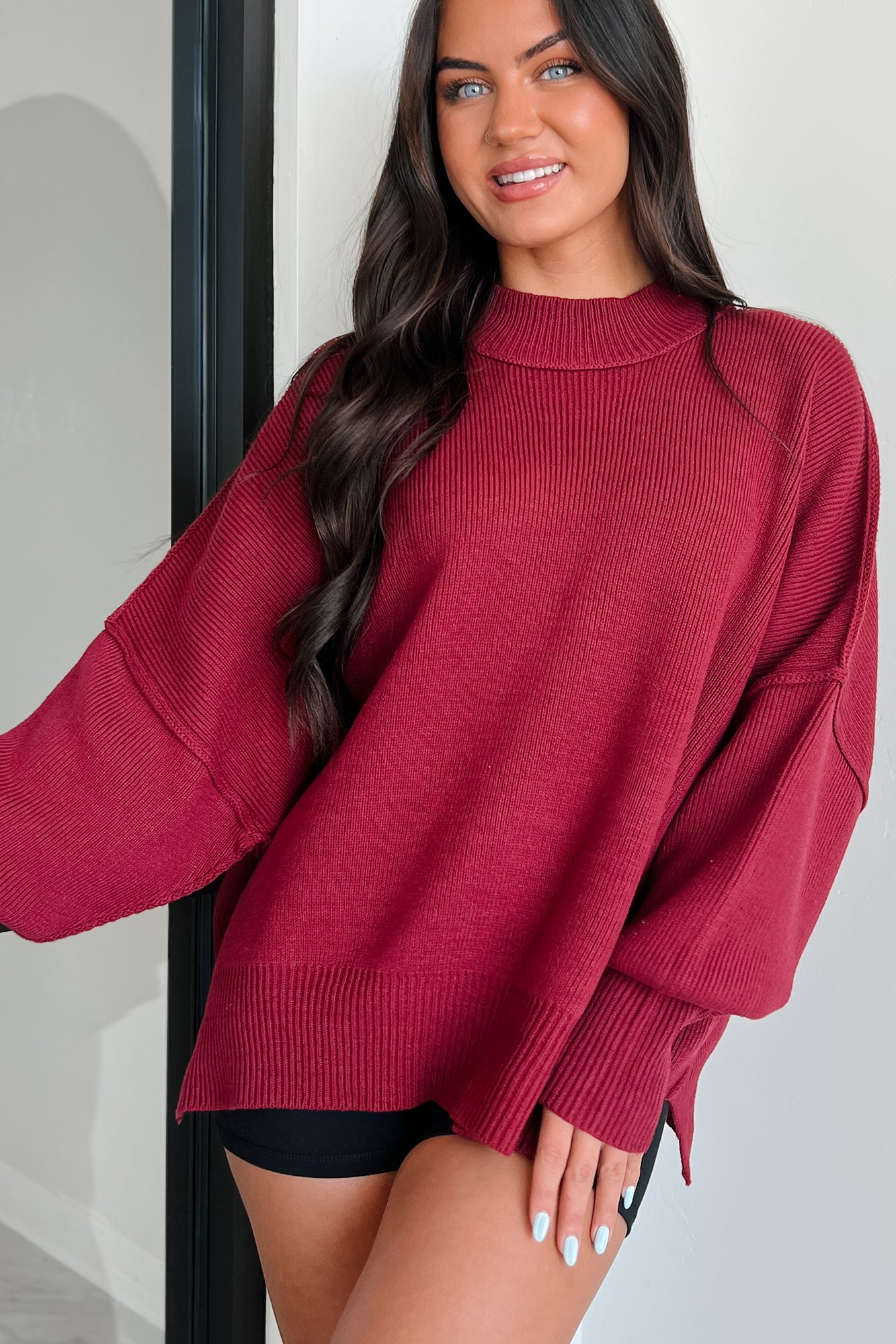 Auden Oversized Zenana Sweater (Cabernet) - NanaMacs