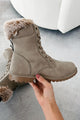 Raymond Furry Ankle Lace-Up Combat Boot (Taupe) - NanaMacs